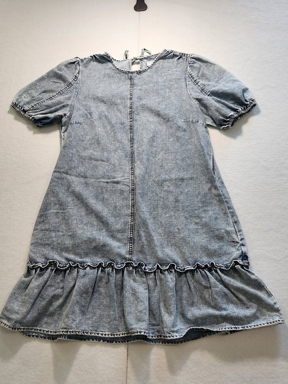 Idem Ditto Light Blue Denim Ruffle-Hem Casual Dress Size Small